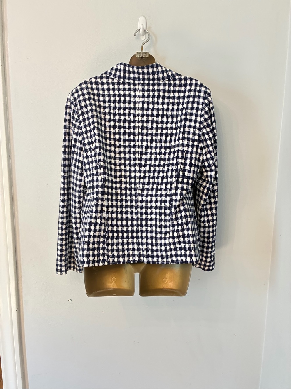 Chico’s Gingham Moto Jacket – Navy White Check Zip Blazer – Size 2 - Picture 4 of 7